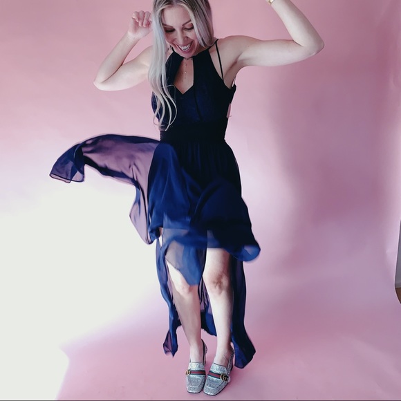 BCBGeneration Dresses & Skirts - BCBGeneration Navy Blue Cutout Formal Maxi Dress